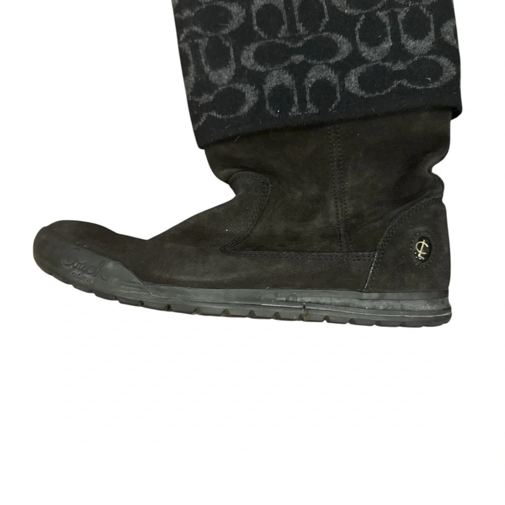 Coach Black Fold-Over Boots with Signature Pattern